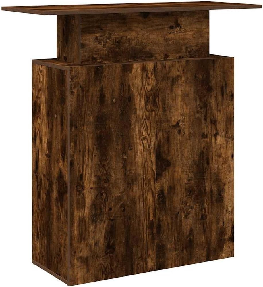 Smoked Oak Reception Desk 100x40x104cm Modern Office Counter with Storage Shelf