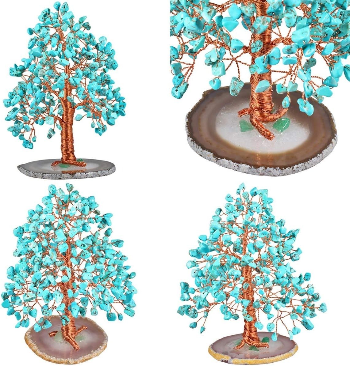 Turquoise Howlite Crystal Money Tree • Feng Shui Gemstone Decor Gift