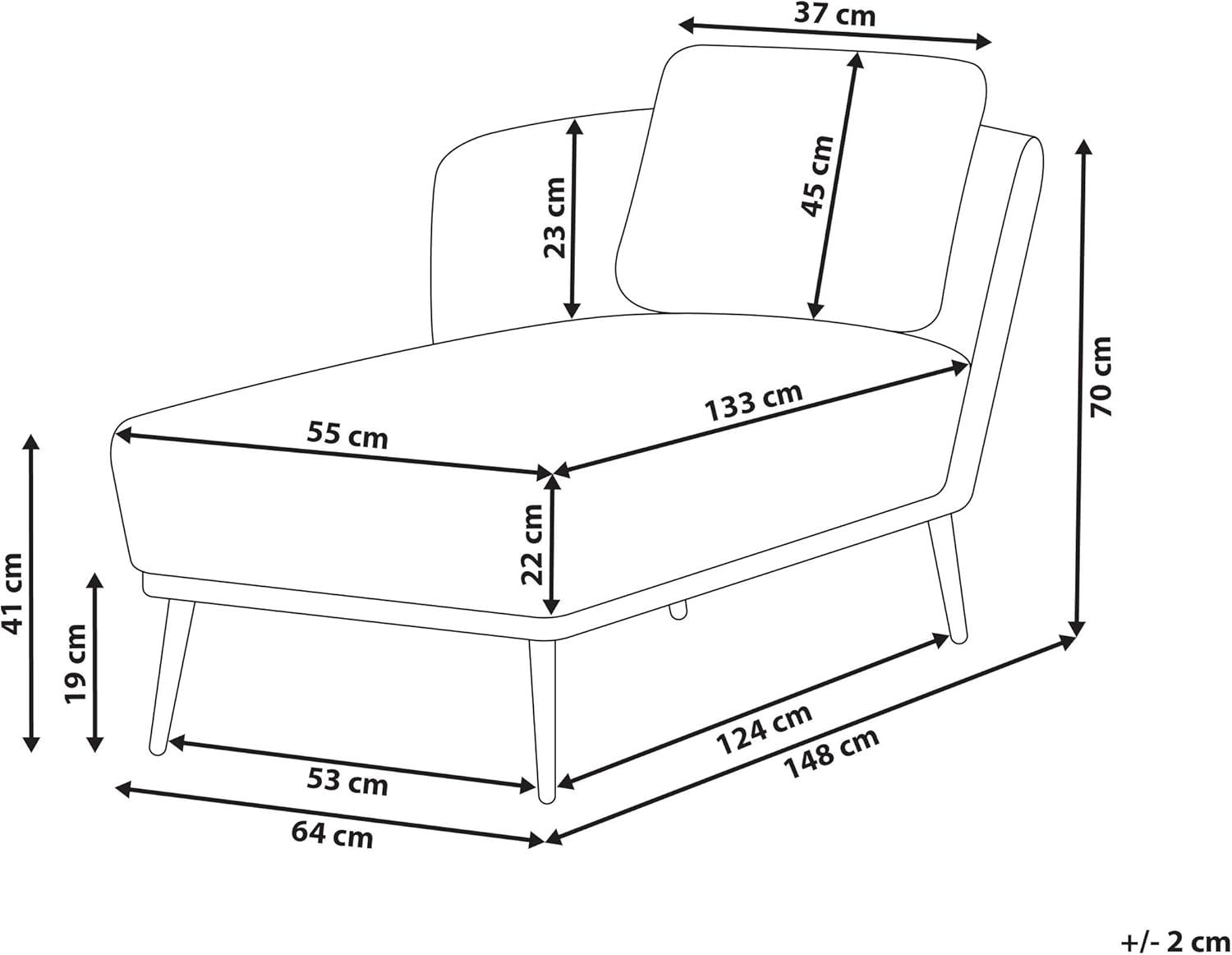 Retro Polyester Chaise Lounge Right Armrest Blue with Cushion Living Room