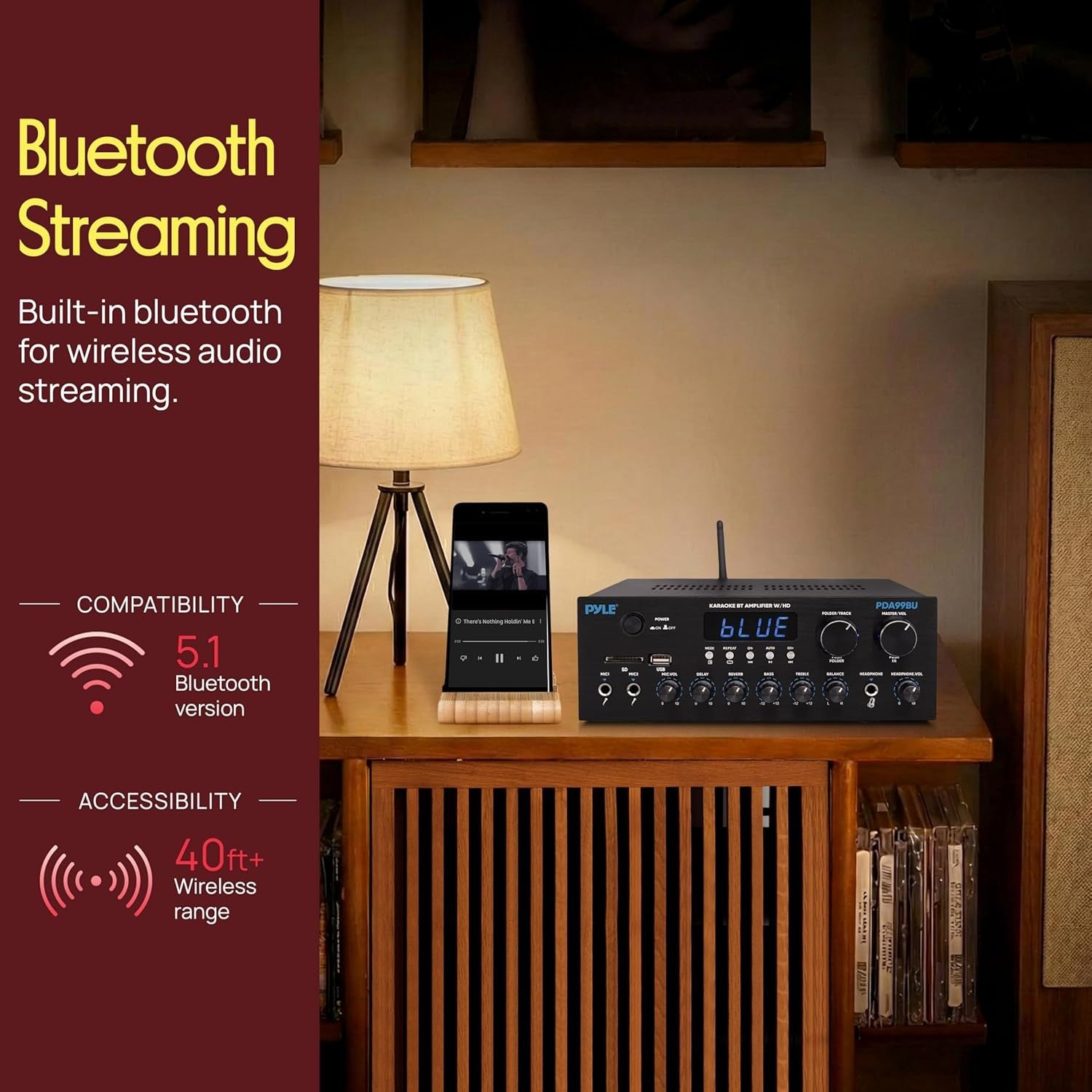 Bluetooth 300W Home Audio Amplifier Dual Channel USB SD AUX RCA