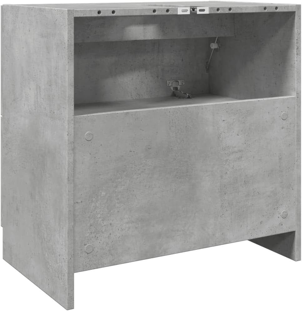 Concrete Grey Under Sink Bathroom Cabinet 59x37x59cm Modern Vanity Storage