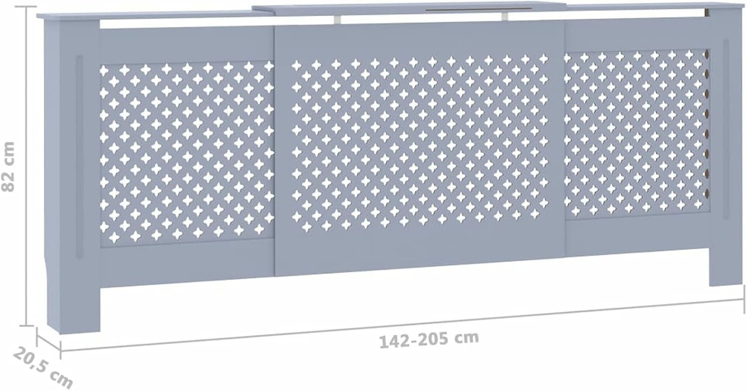Grey Radiator Cover Cabinet | Large 205cm Modern MDF Heater Cover