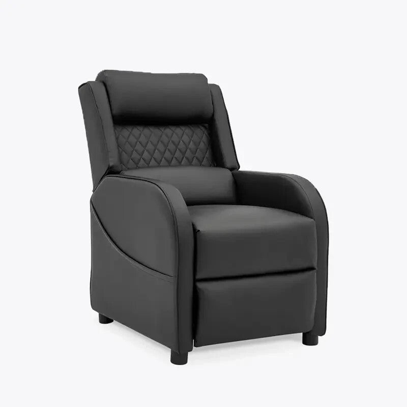 Gaming Recliner Chair Faux Leather Black | Ergonomic Cinema Armchair