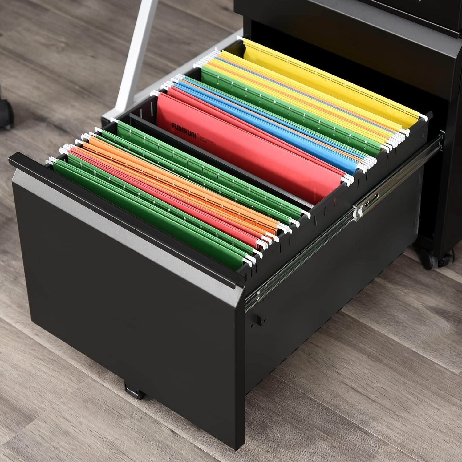 3 Drawer Mobile Filing Cabinet with Lock Under Desk Office Storage Black