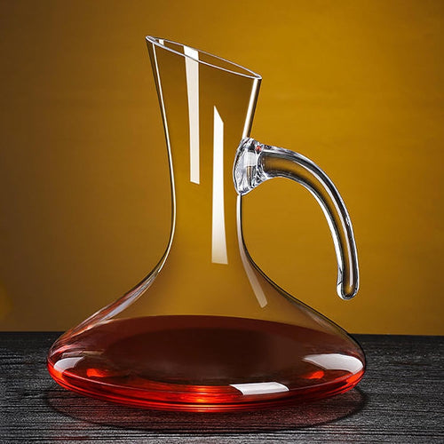 1.5L Crystal Wine Decanter with Aerator Handle Elegant Glass Carafe for Red Wine