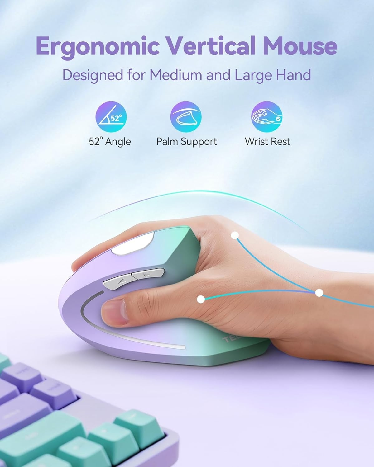 Vertical Ergonomic Wireless Mouse 4800DPI Silent 6 Button USB PC