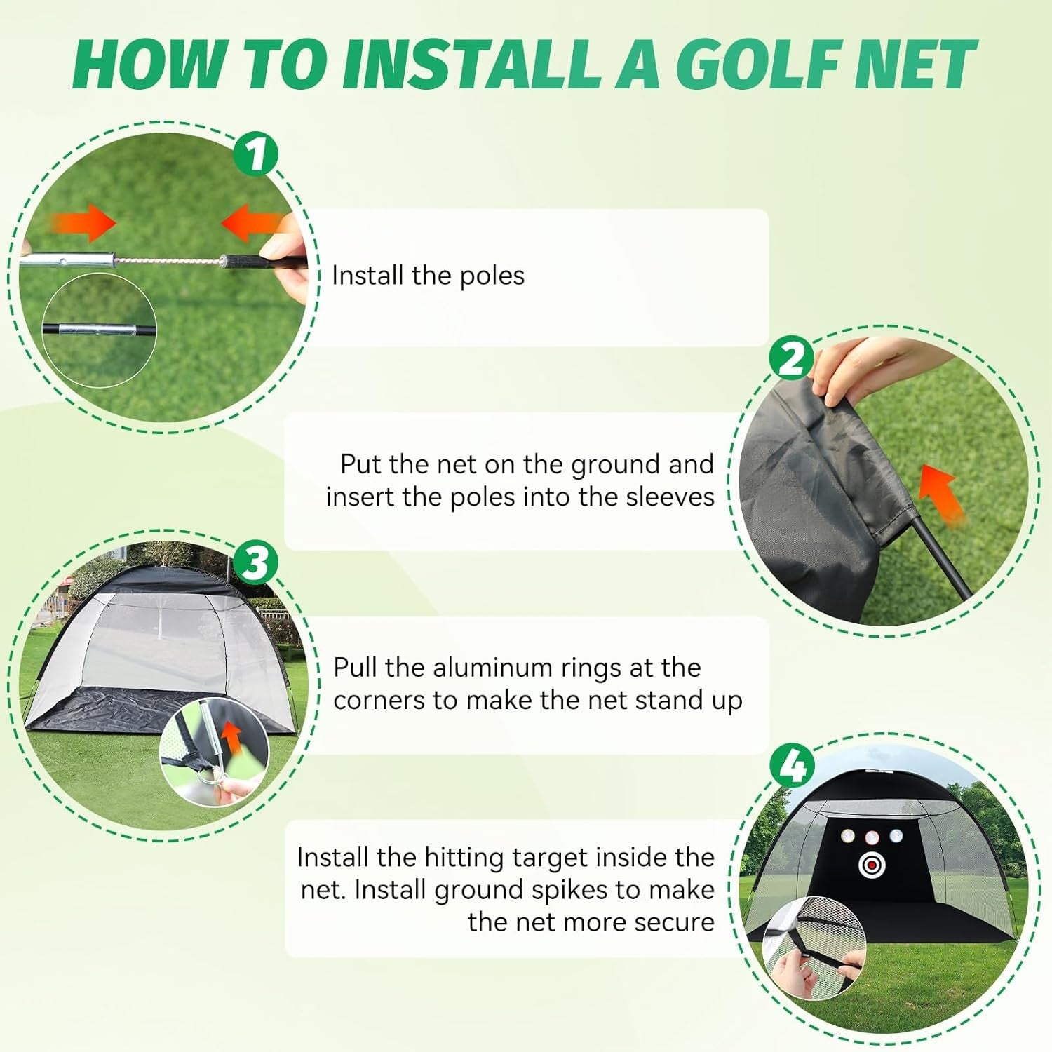 Golf Practice Net 10x7ft Garden Driving Cage with Mat & Balls Set
