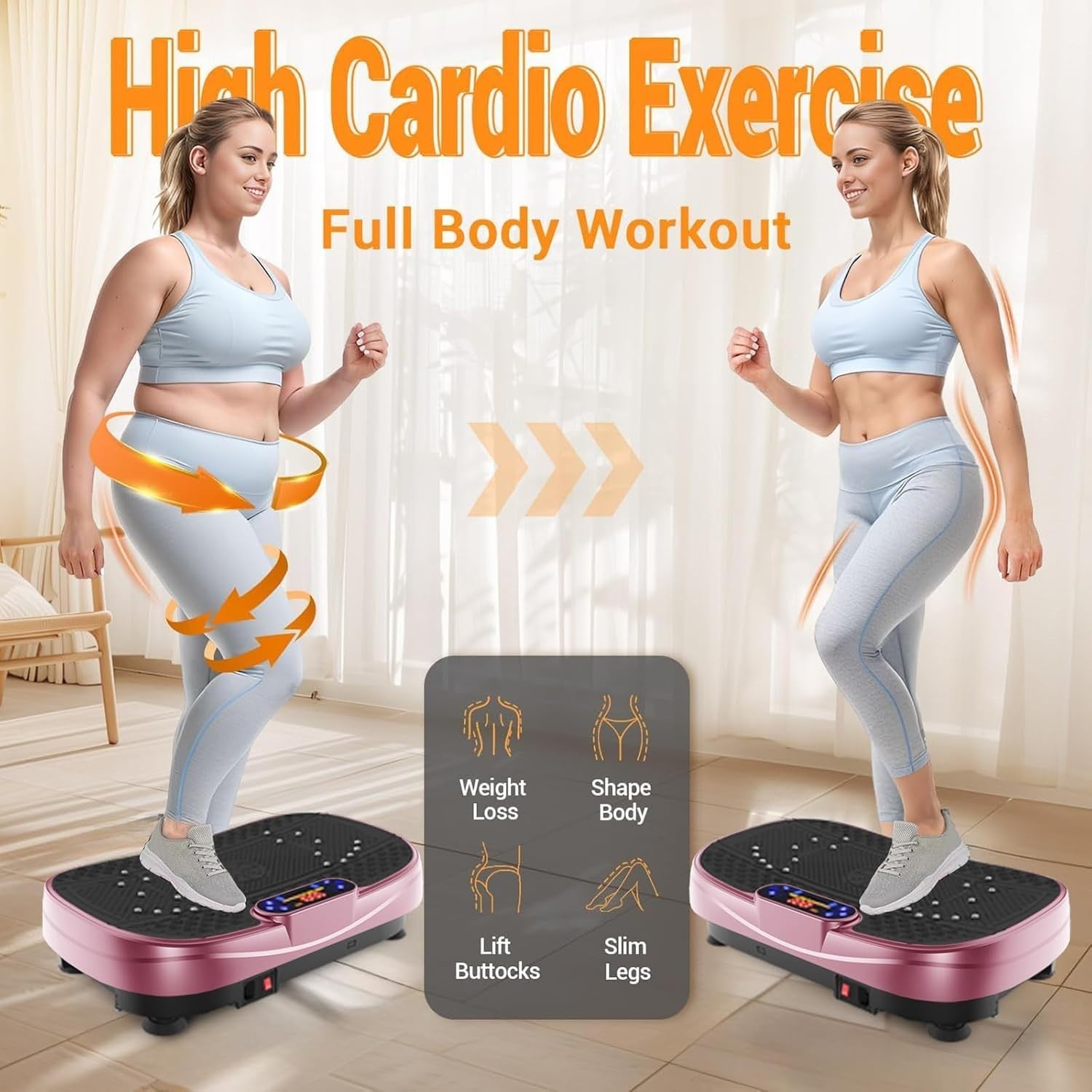 Rose Red Vibration Plate Exercise Machine Full Body Shaker 120 Speeds