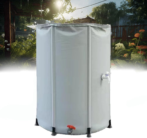 100L Foldable Rain Barrel with Stand Tap Outdoor Garden Water Collector Grey