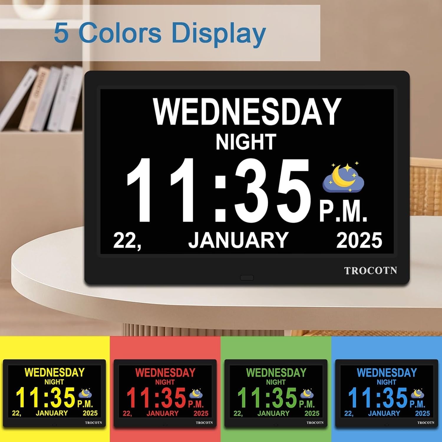 10” Dementia Digital Clock Large Day Date Display Dimming Elderly