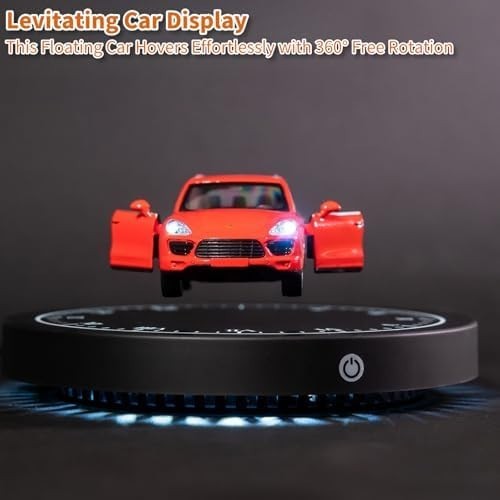 Levitating Car Display, Magnetic Floating 360° Rotating LED Desk Model