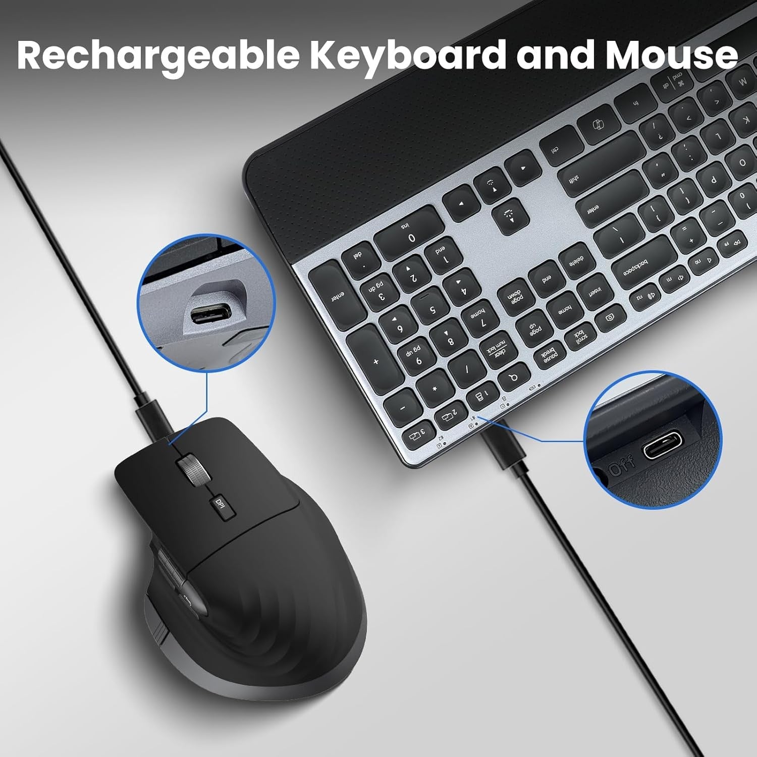 Wireless Keyboard Mouse Set Dual Bluetooth Backlit