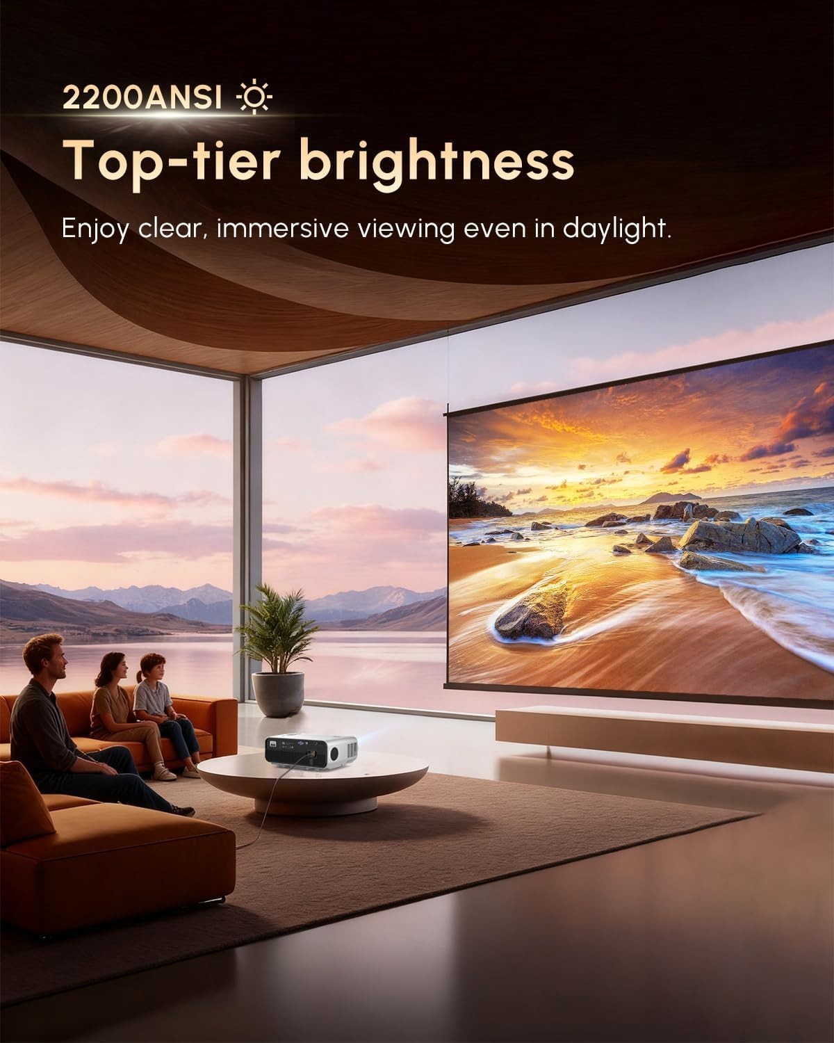 4K Smart Projector 2200 ANSI Google TV WiFi 6 Bluetooth HDR