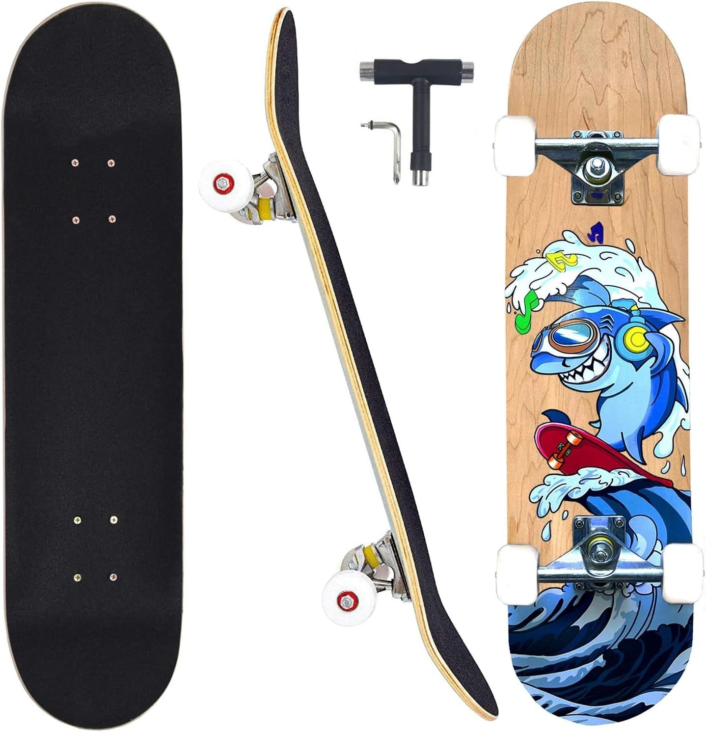 31 Inch Complete Skateboard Maple Wood Double Kick Sport Rare Design
