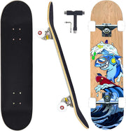 31 Inch Complete Skateboard Maple Wood Double Kick Sport Rare Design