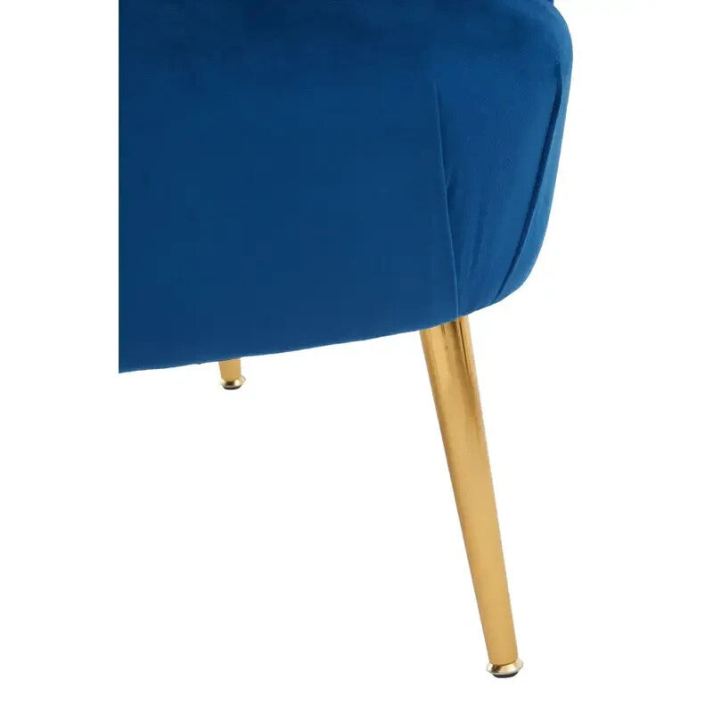 Blue Velvet Accent Chair Gold Legs Modern Lounge Armchair Boutique Style