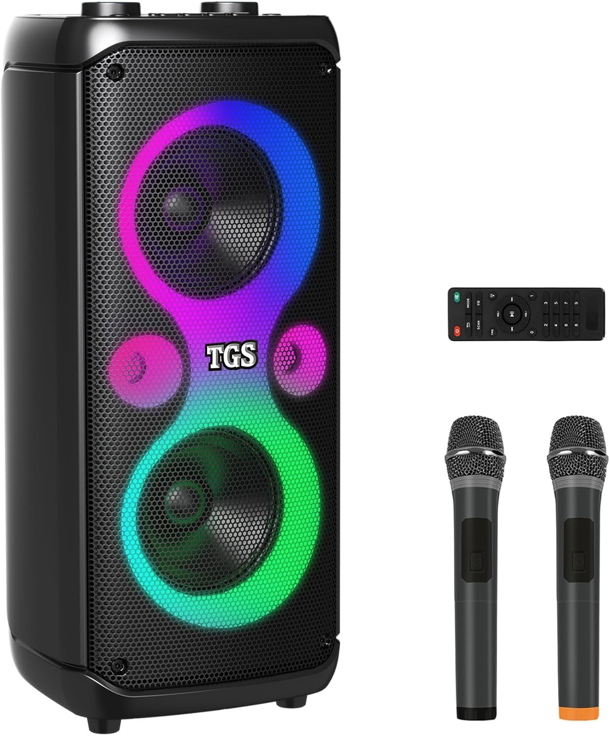 TGS 6.5" Dual Mic Karaoke Machine 400W LED Party Speaker Bluetooth