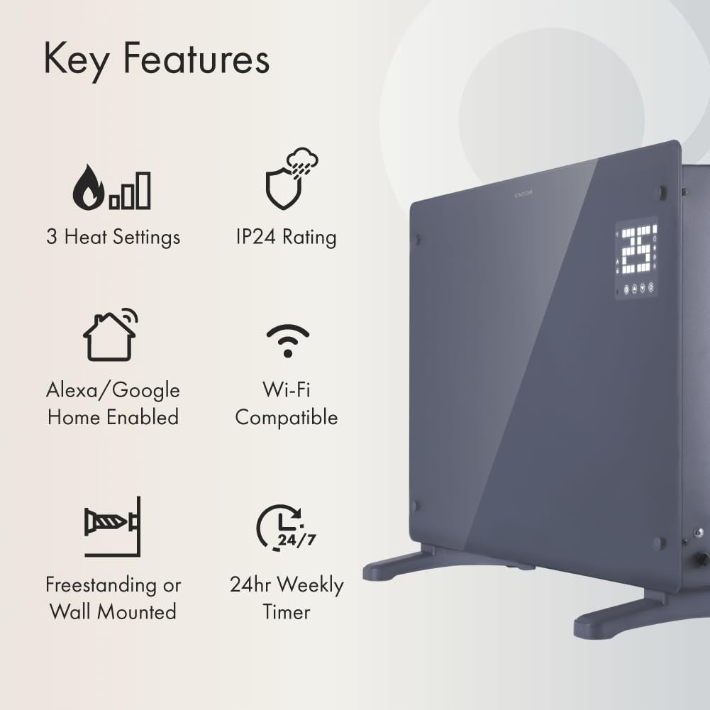 2000W WiFi Smart Electric Glass Panel Heater Wall Mounted Alexa Lot 20