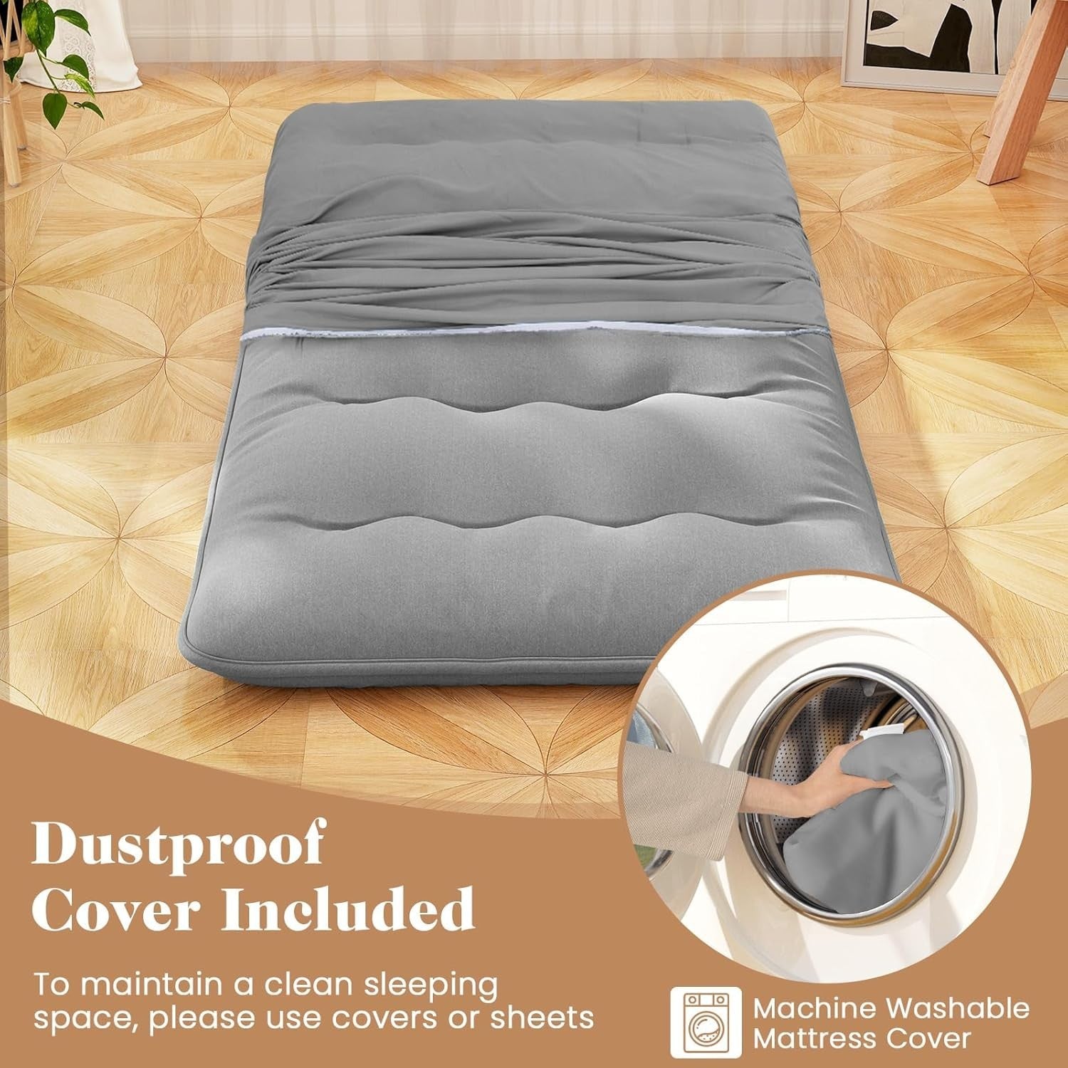 10cm Thick Foldable Japanese Tatami Futon Mattress Small Double Grey Pad