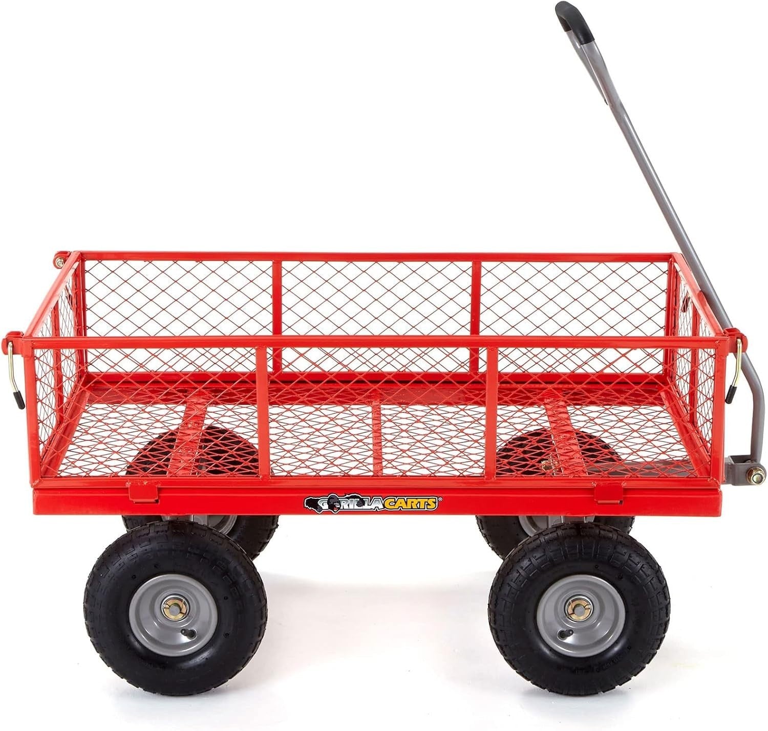 Heavy Duty 350kg Steel Garden Utility Wagon with Removable Sides & 10" Tires Red