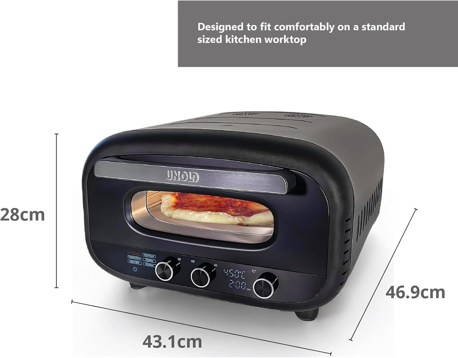 Indoor Electric Pizza Oven 450°C 32cm Stone Maker Adjustable Timer Dial LCD