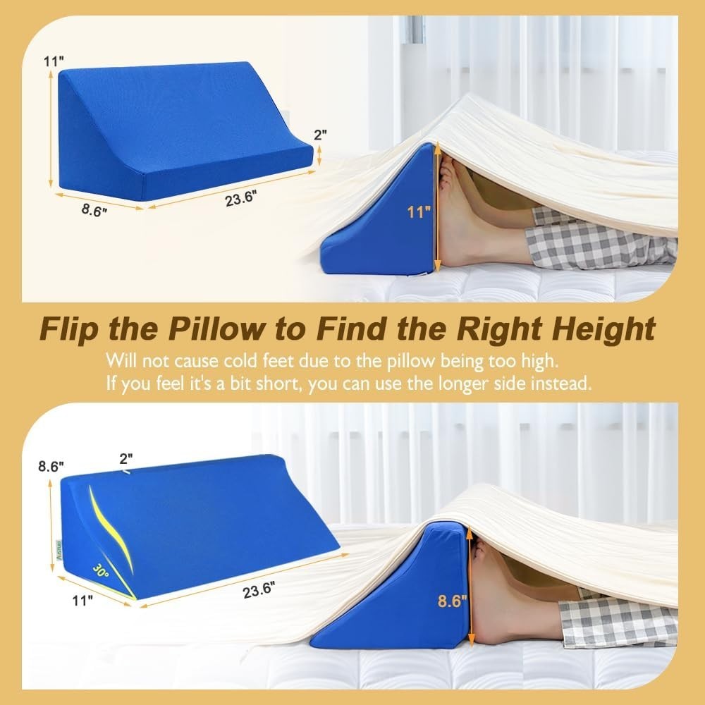 Bed Wedge Pillow Memory Foam Incline Triangle for Acid Reflux Sleep