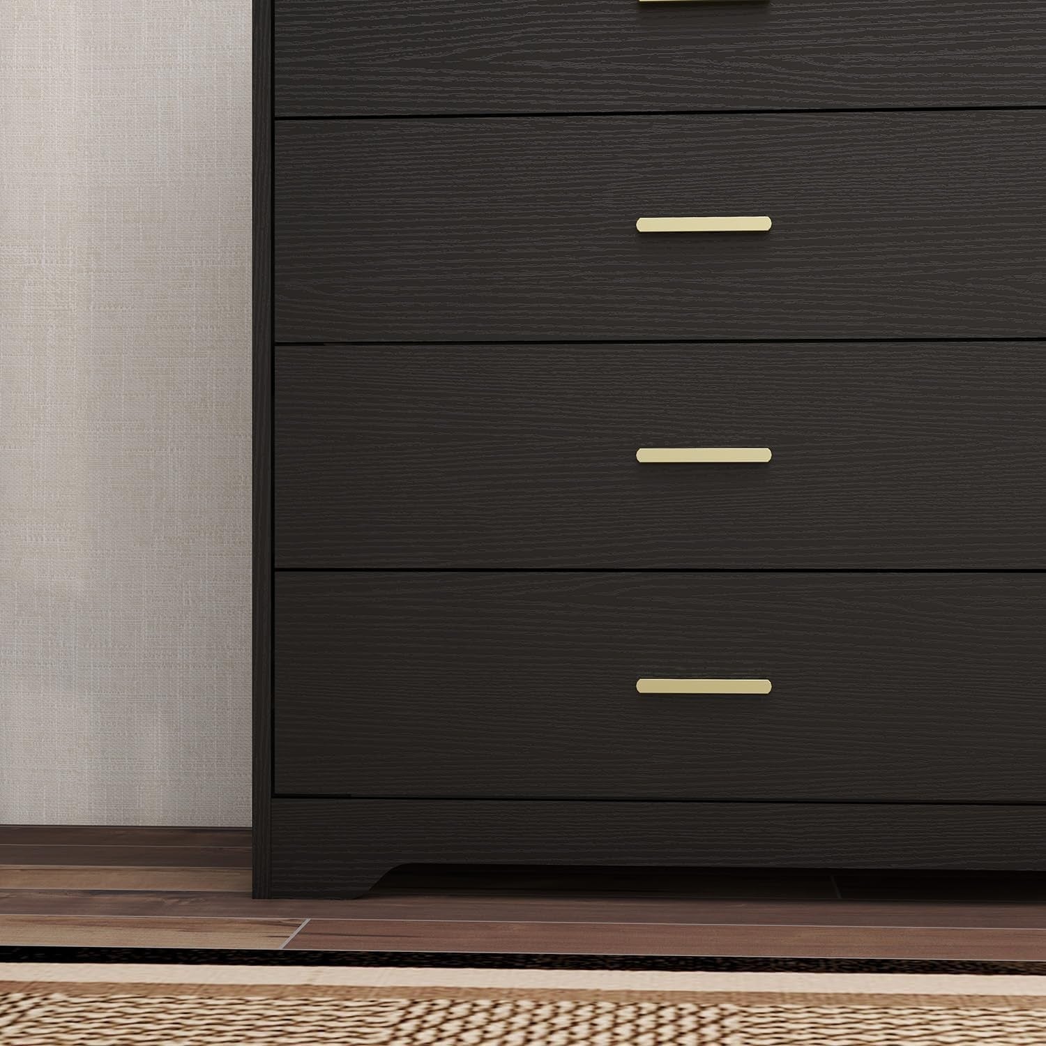 Modern Black Gloss 8-Drawer Wide Storage Chest Bedroom Furniture