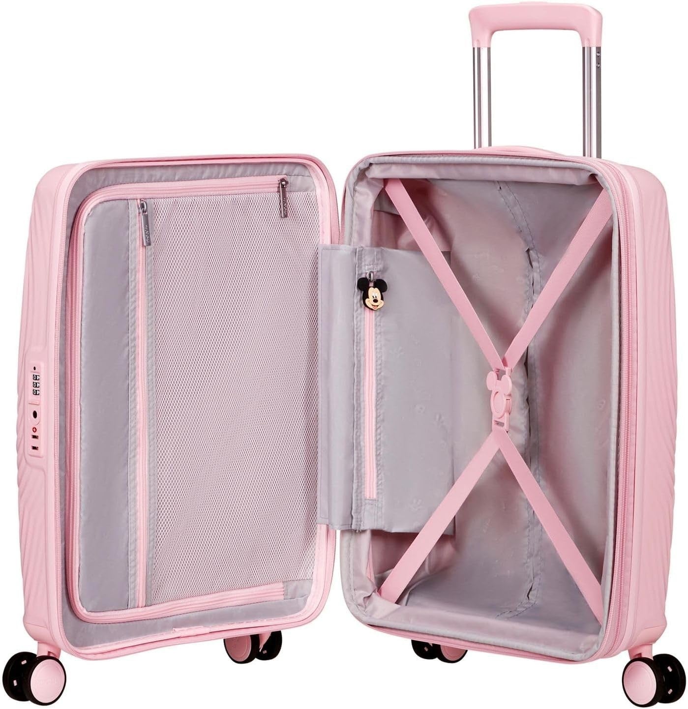 Cabin Hard Shell Suitcase Expandable 55cm TSA Lock Spinner Pink
