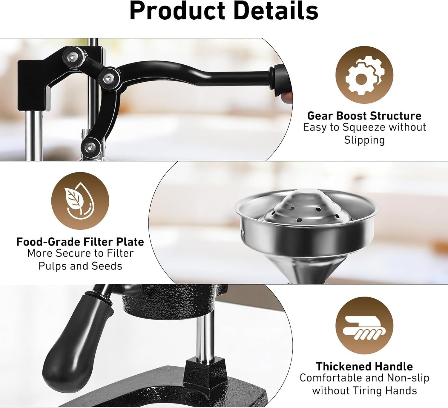 Manual Citrus Juicer Heavy Duty Cast Iron Hand Press Commercial Grade Pro