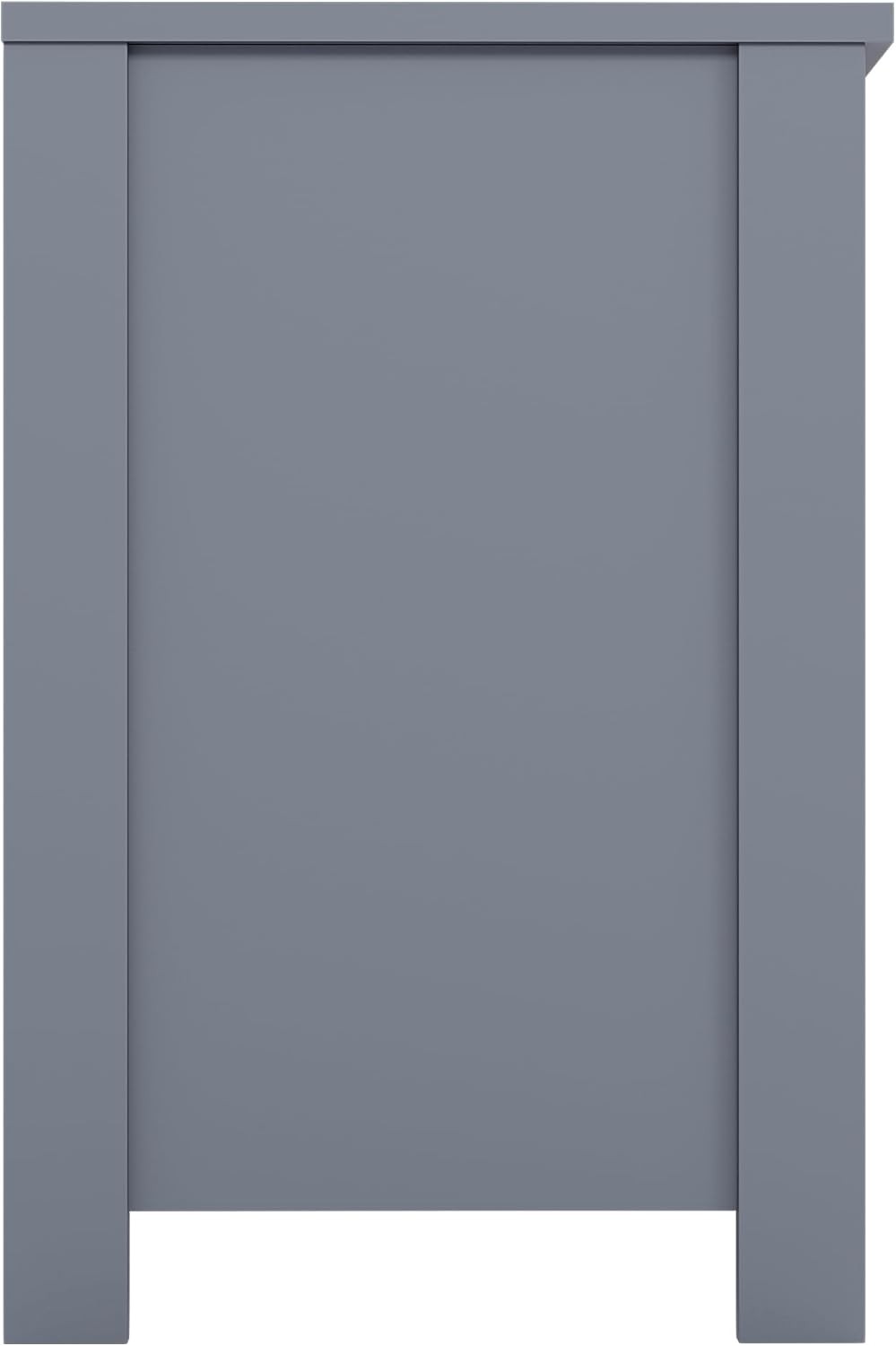 Large Grey Laundry Hamper Modern Hinged Lid Wooden Basket 56×60×35cm FSC Wood