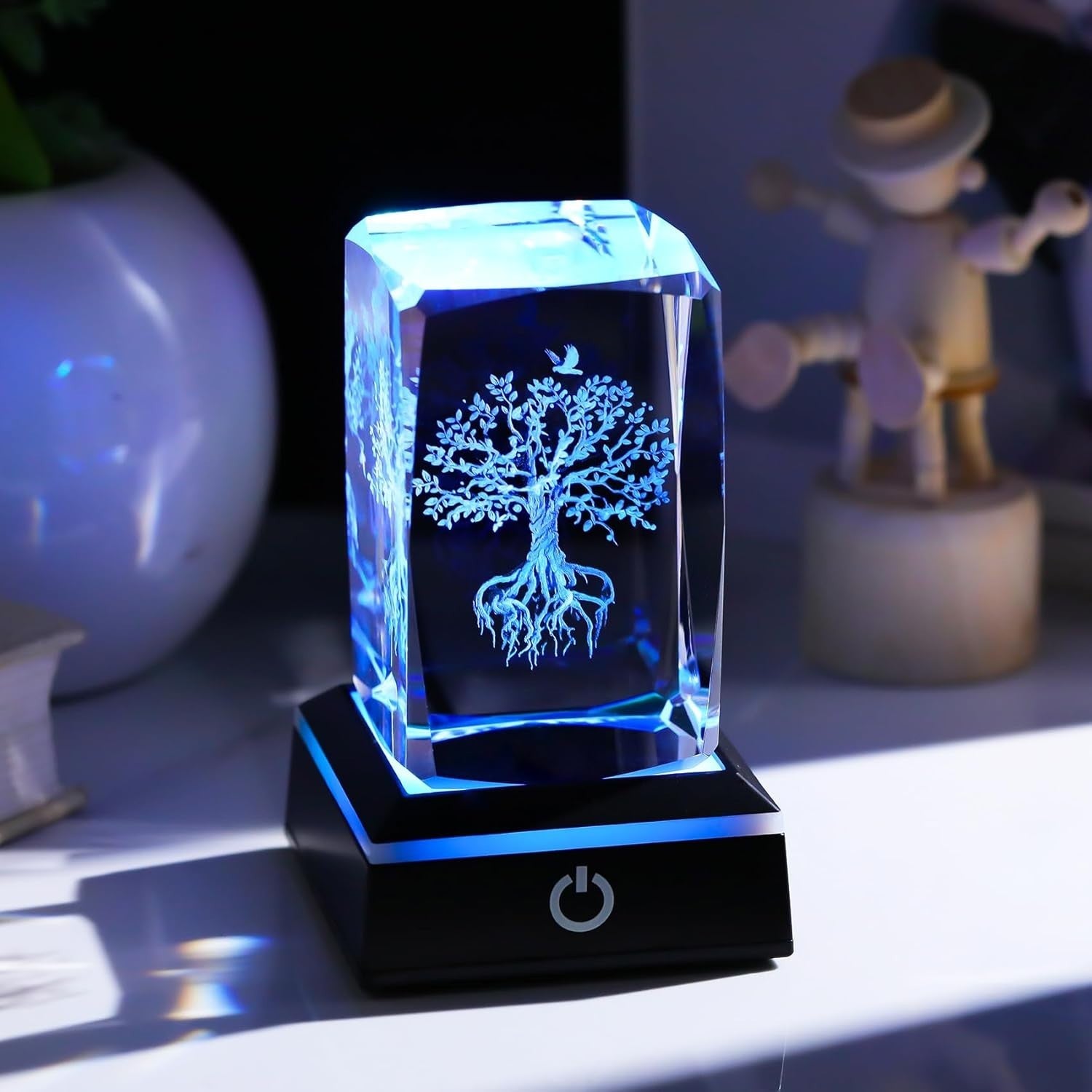 3D Crystal Tree of Life LED Light Gift Ornament for Women Men Birthday Decor