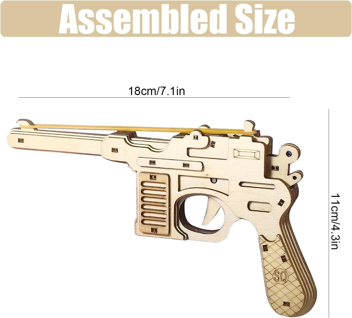 3D Wooden Puzzle Gun Toy Kit DIY Rubber Band Shooter Model for Teens
