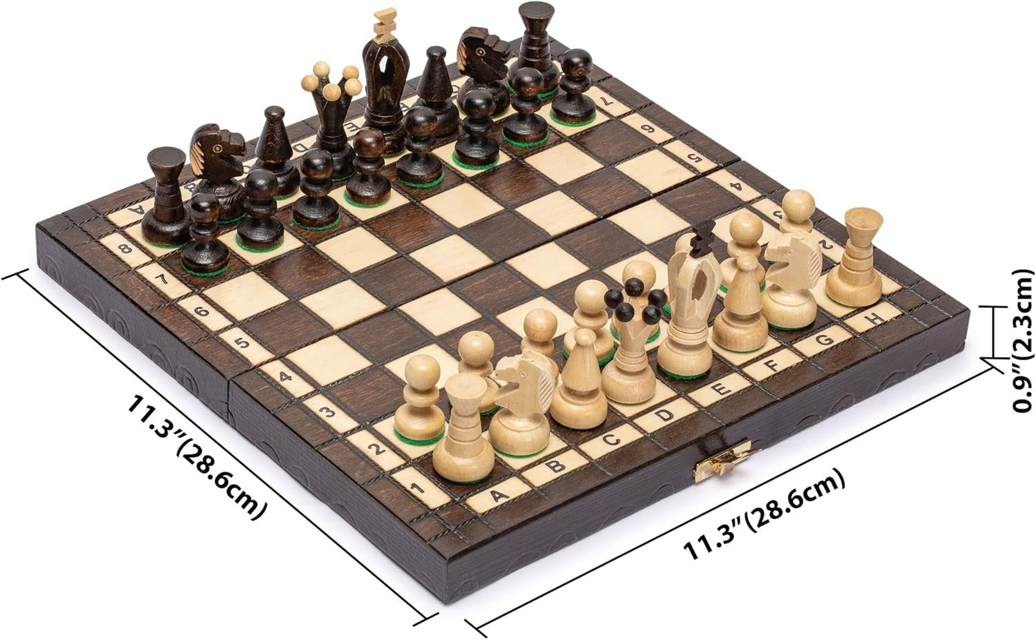 Small Wooden Chess Set 28cm • Handcrafted Pieces • Folding Board Gift