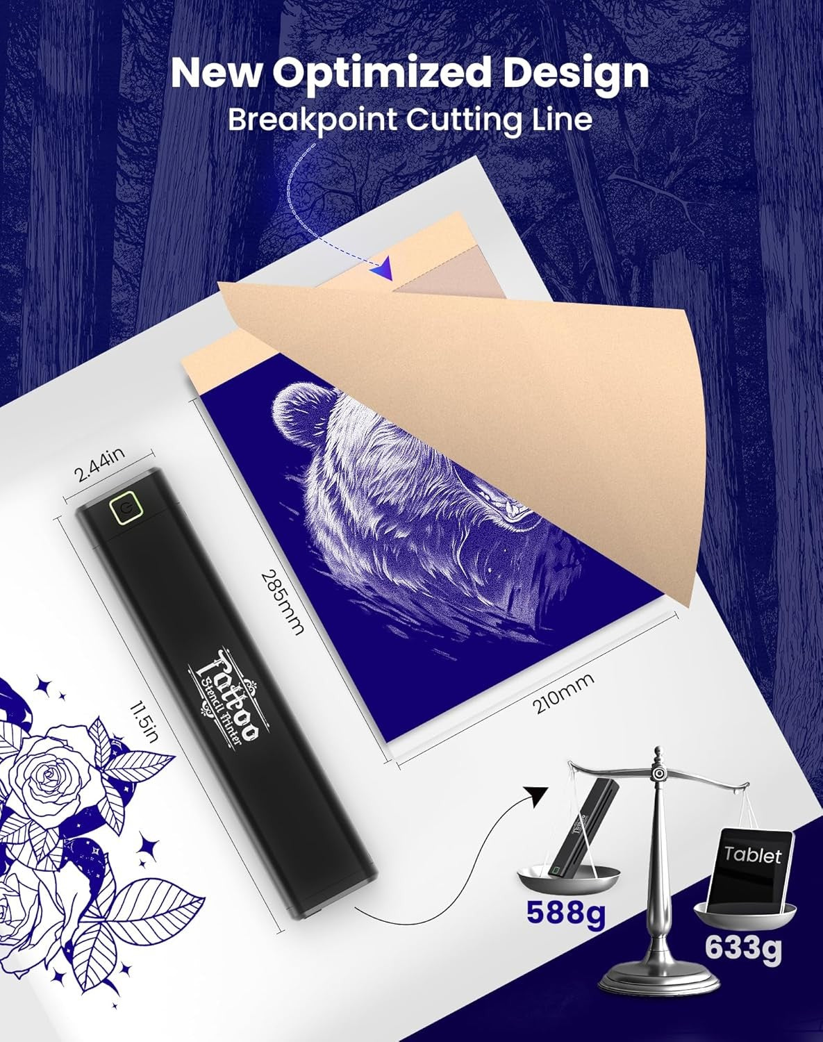 Tattoo Stencil Printer Portable Bluetooth Thermal iOS Android