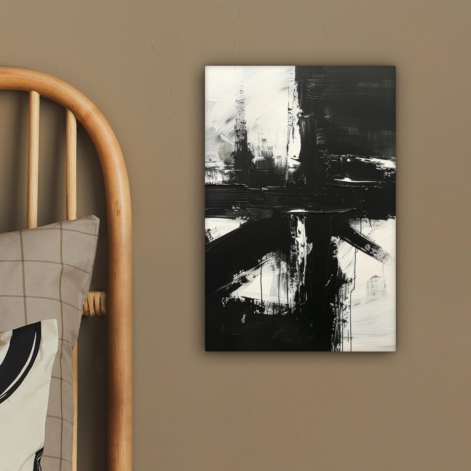 Abstract Black White Canvas Wall Art 20x30cm Modern Framed Print