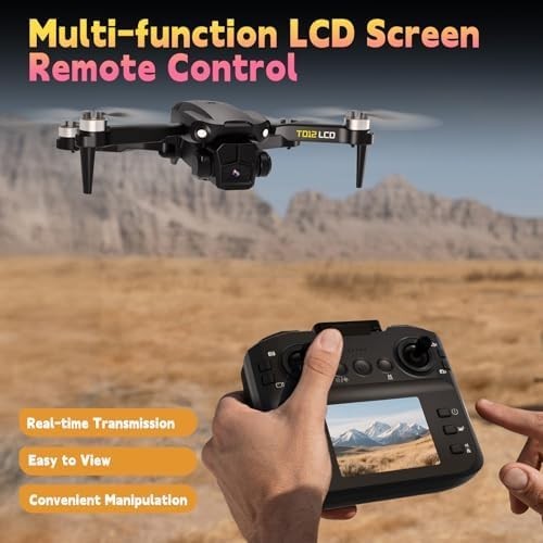 Toladrone TD12LCD 1080P Drone w/ LCD Remote, Brushless Motor, Foldable