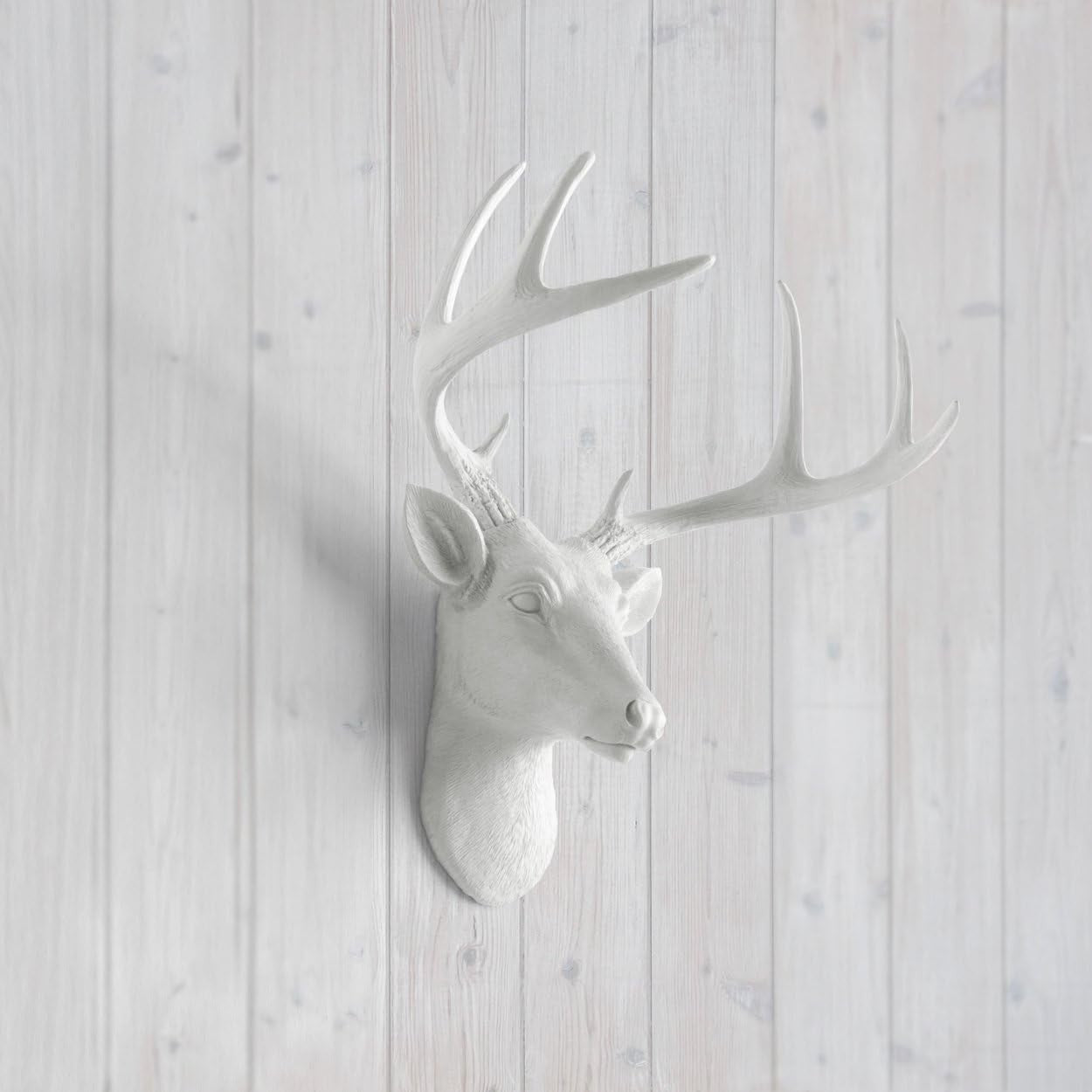 Mini White Faux Deer Head Wall Mount Resin Decor