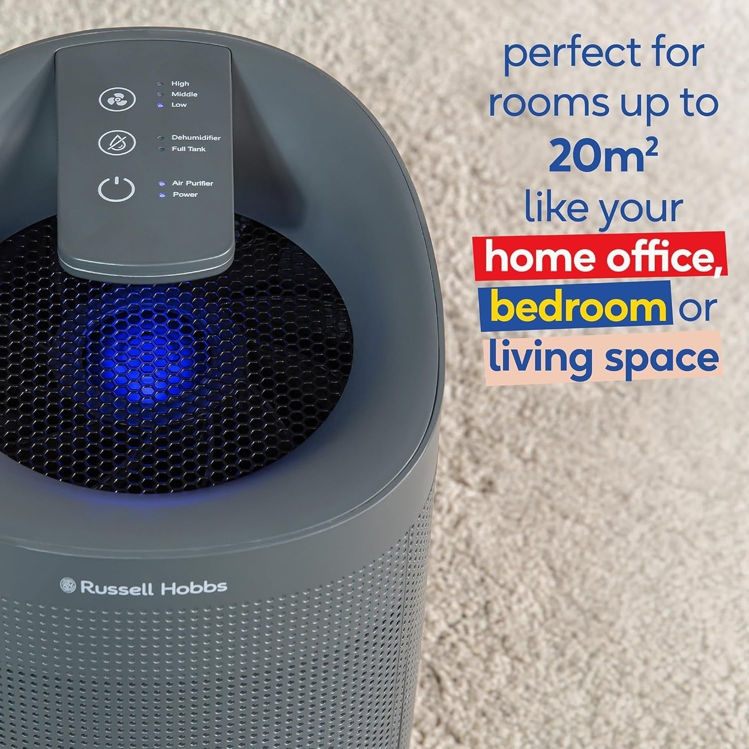 2-in-1 Dehumidifier Air Purifier 750ml Day Ozone Free 20m² Grey