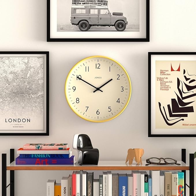 30cm Yellow Wall Clock Modern Silent Quartz Easy Read Numbers Home Office Decor
