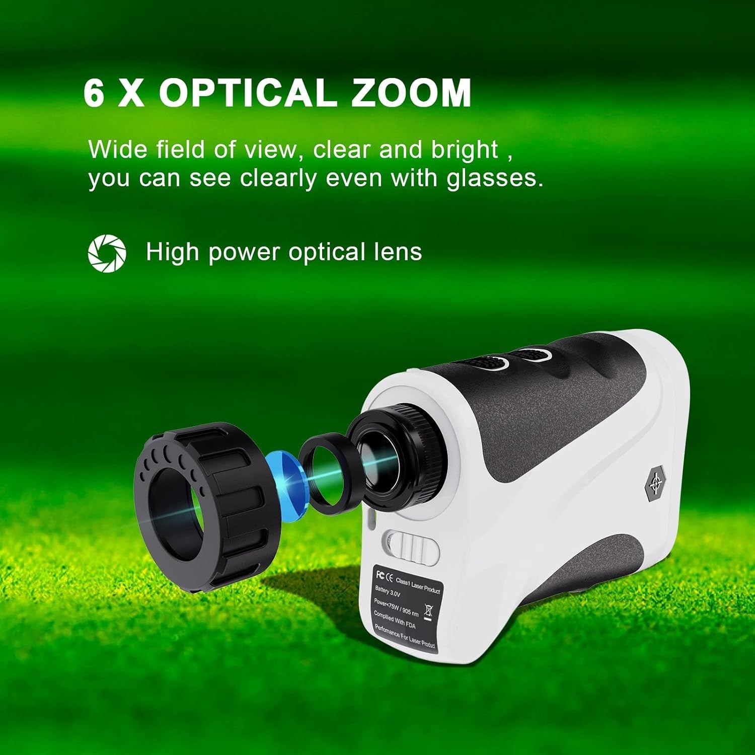 Golf Range Finder 656 Yards Flag Lock Vibration 6X Magnification Compact
