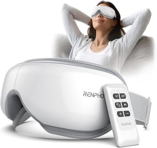 Heated Eye Massager Mask Remote Bluetooth Compression Foldable