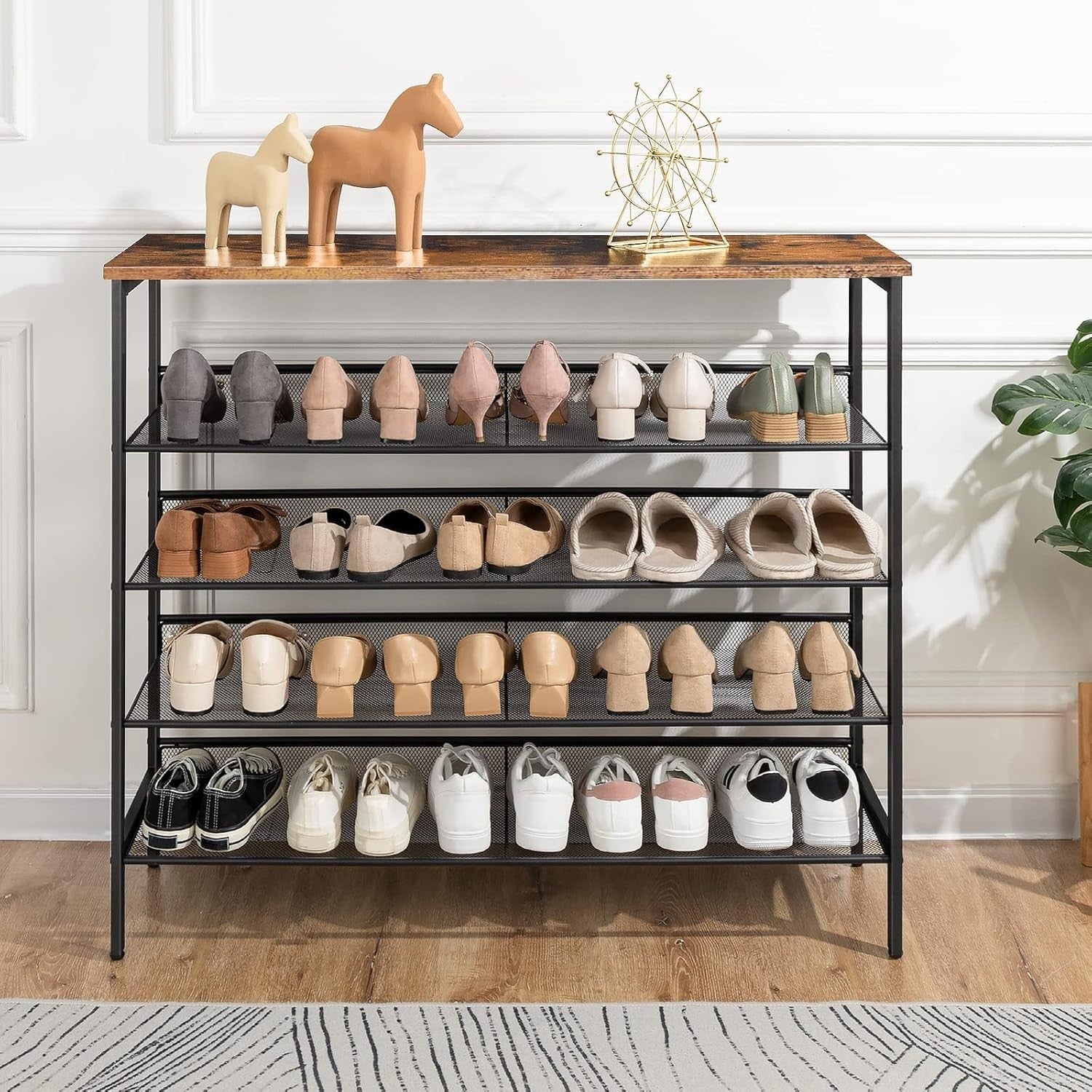 5-Tier Industrial Shoe Rack Shelf Storage Unit, Adjustable, 100cm Wide