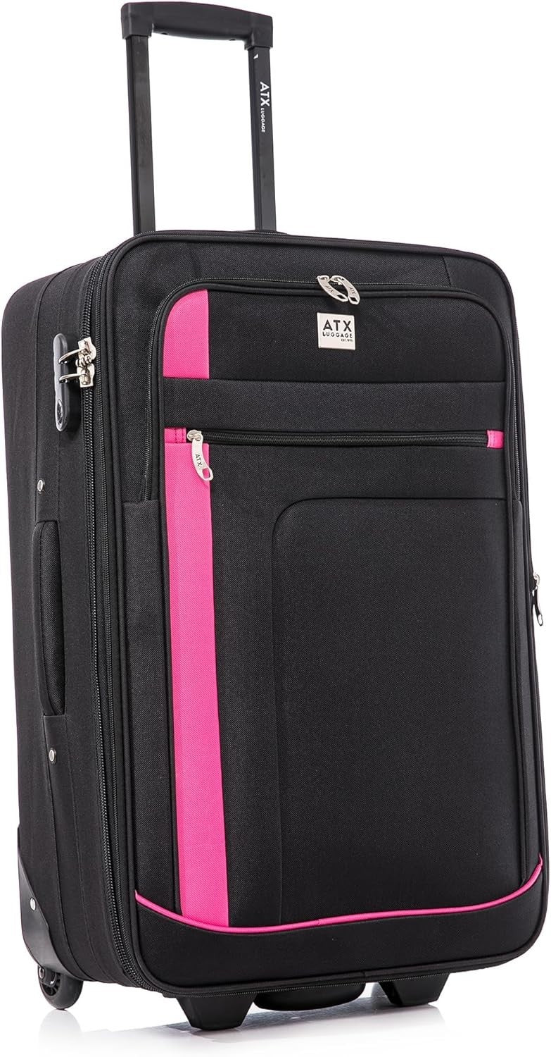 79L Medium Expandable Soft Suitcase Lightweight Check In Trolley 2 Wheels Lock