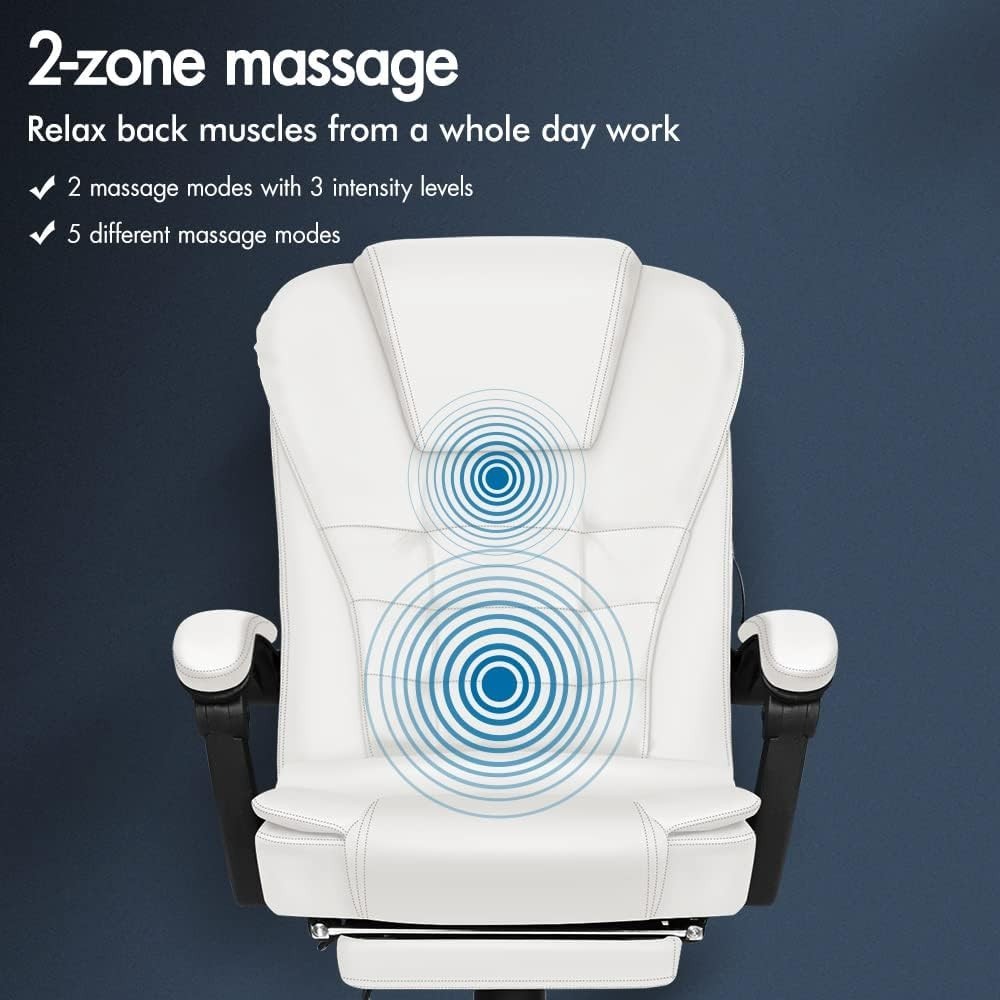 Massage Office Chair Recliner Executive PC Desk Seat w/ Footrest PU Leather