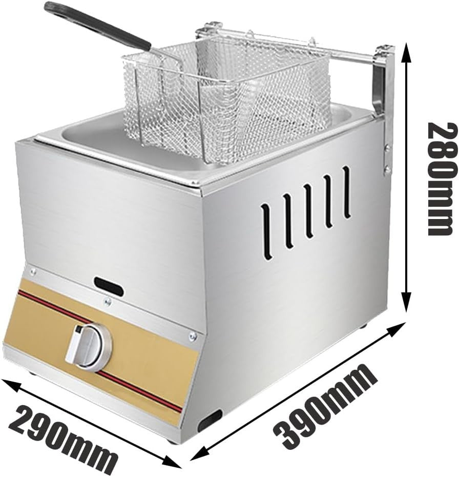 6L Methane Gas Deep Fryer Stainless Steel Commercial Precision Burner