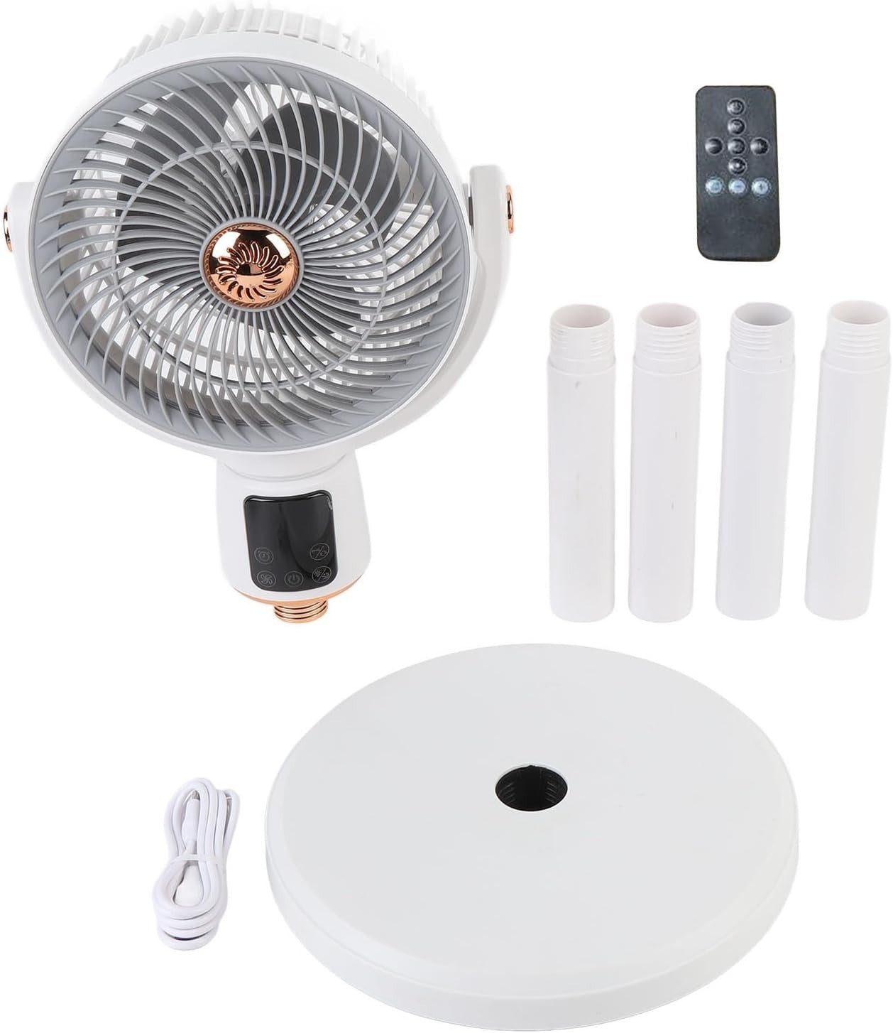 Oscillating White Standing Fan – 360° Air Circulation Remote Cooling for Bedroom