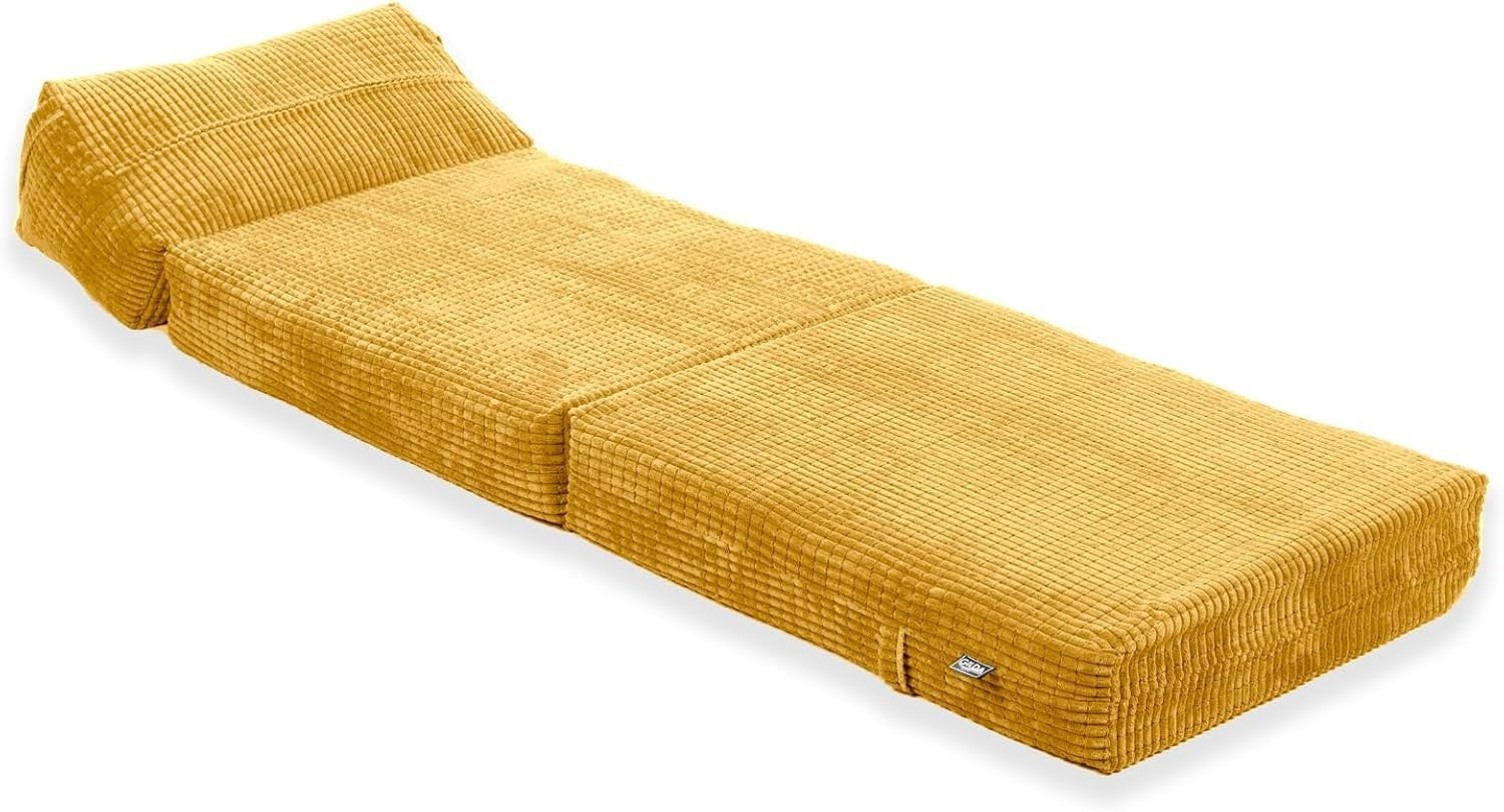Single Fold-Out Futon Chair Bed | Lightweight Corduroy Mattress, Portable