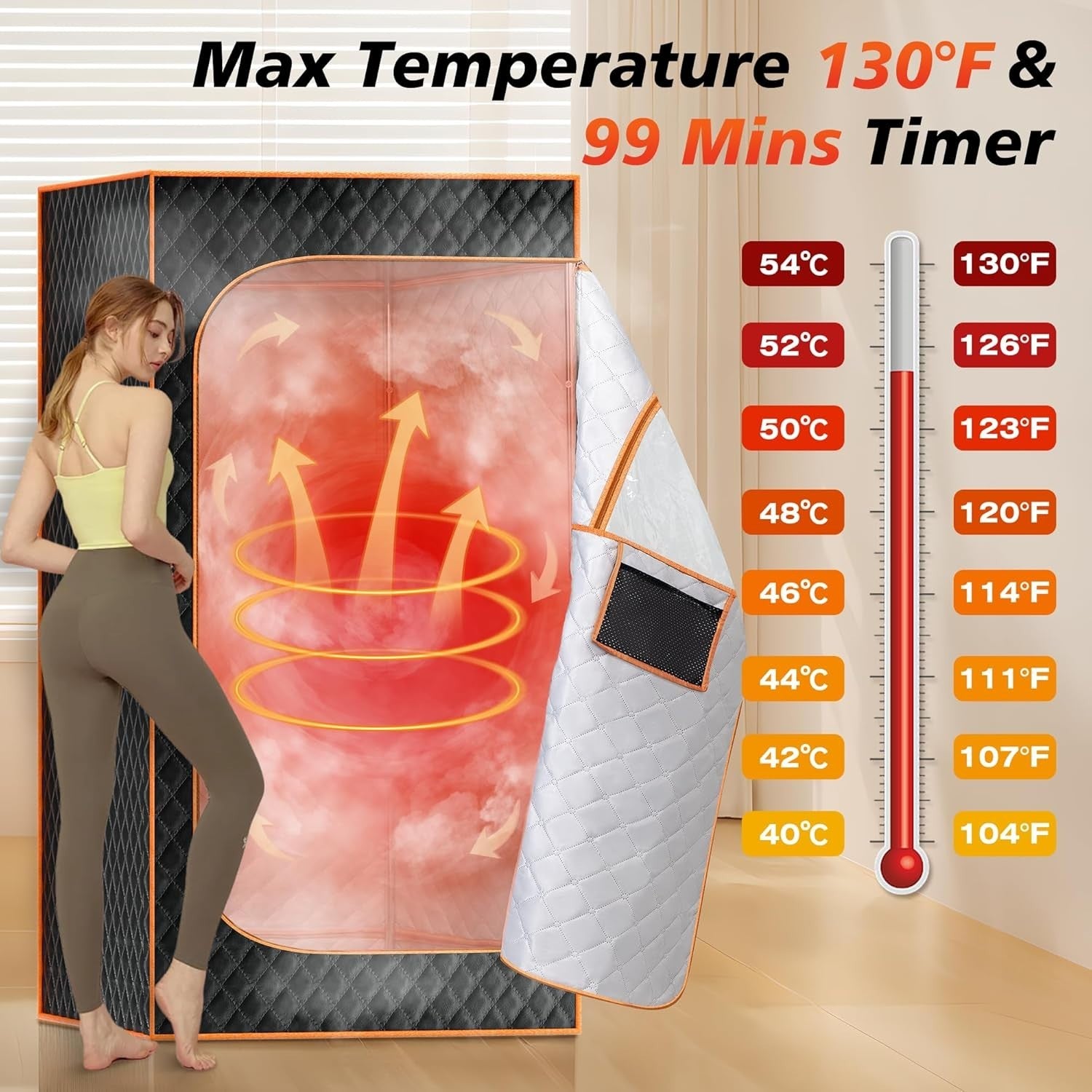 Portable Steam Sauna Tent Home Spa Single Person Fast Heat Bluetooth Control