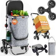 3in1 Foldable Stair Climber Shopping Trolley 56L 50kg w/ Cooler Grey