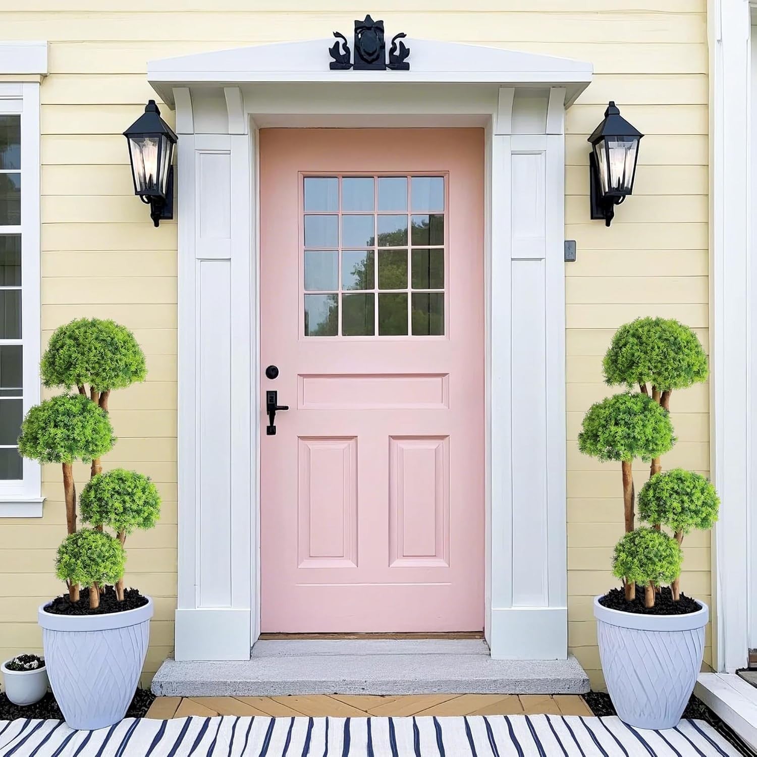 90cm Artificial Cypress Topiary Ball Trees Set of 2 in Weighted Pot Decoration